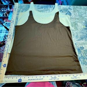 Chico's set of 2 Adjustable Chemises sz 3 Brown & Tan EUC Intimates/Sleepwear